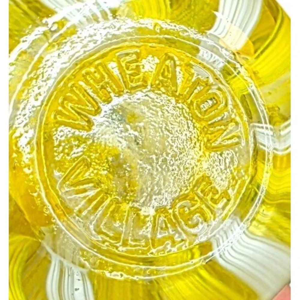 Paperweight Wheaton Village Art Glass Apple Swirl Decor Yellow